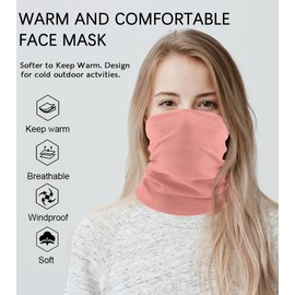 Winter Neck Gaiter Warmer, Soft Fleece Face Mask Scarf (Pink)