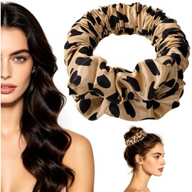 Rulos para Cabello Sin Calor Leopardo - Rizador de Cabello Nocturno con Scrunchies de Seda para Mujer | Rizadores de Cabello Sin Calor Suaves para Dormir, Cabello Largo | Rizadora Overnight Sin Daño