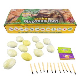Kids Dinosaur Egg Excavation Toy Kit 12 Eggs Dig Science Educational Toy with Brushes