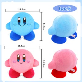 WAIMXDAO Kirby Cuddly Toy, Pack of 2 Kirby Plush Toy, Plush Toy, Kirby Plush Cuddly Toy, Anime Game, Kirby Soft Sleeping Pillow for Children, Birthday Gift Toy (Blue Pink)