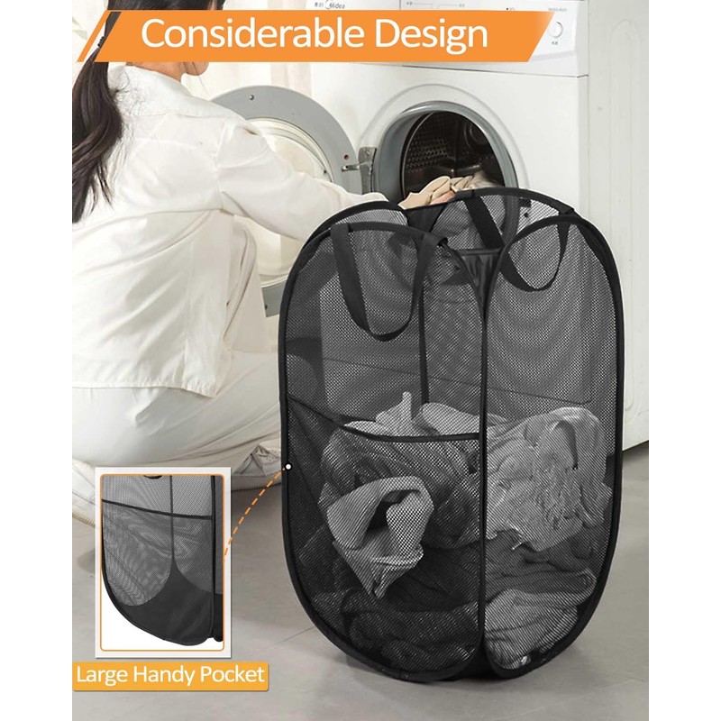 Durable Collapsible Laundry Baskets, Upgrade Foldable Pop Up Hamper for