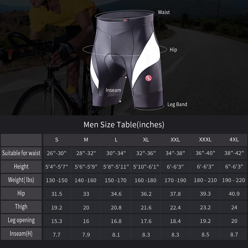 Souke Sports Men’s 4D Padded Cycling Shorts - Breathable &