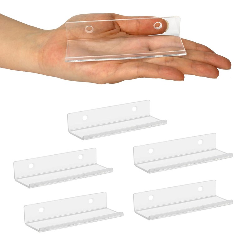 6 Pcs Acrylic Record Shelf Wall Mounted Clear Vinyl Record