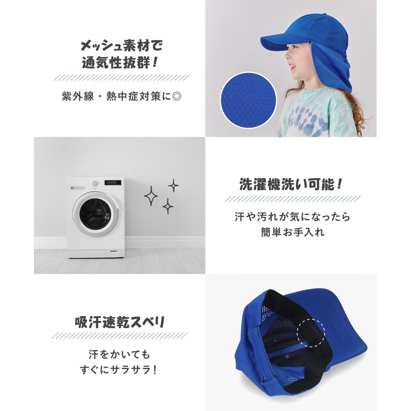 CASTANO Children's Mesh Cap, For Children's Heatstroke Prevention, NAVY (with