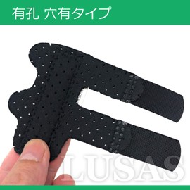 LUSAS 指サポーター ゆびサポーター 柔道整復師が推奨 指固定 保護 フリーサイズ ブラック 有孔（穴有り）, 1個入り