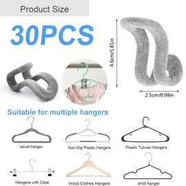 Eowppue 30 Pcs PP Velvet Non-Marking Hooks Clothes Hanger Connector Hooks Set - Multicolor Space-Saving Solution for Neat and Tidy Closet Space Saving Wardrobe Organise for Garderobe Closet