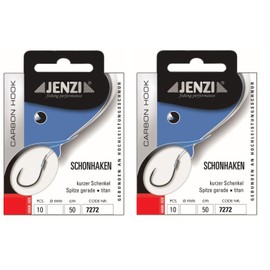 Set of 2 packs of tied hooks without rehooks, fishing hooks from Jenzi (20 pieces), 50 cm hook size 4, 6, 8, 10, 12 and 14 depending on selection + free Petri Heil! sticker (hook size 14)