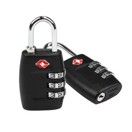 2 x TSA Security Padlock - 3-dial Combination Travel Suitcase Luggage Bag Code Lock (Black)