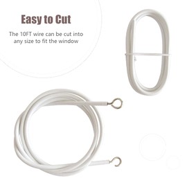 10FT Curtain Wire with 4 Hooks DIY Curtain Rod Picture Hanging Wire Wire Hanging Cord