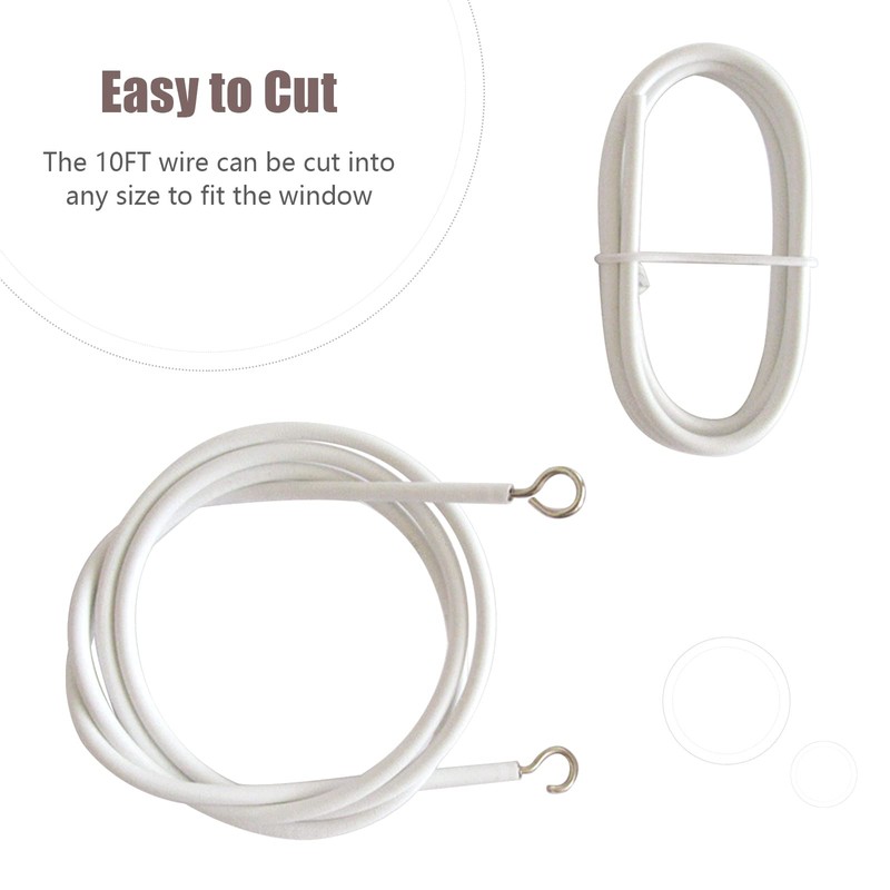 10FT Curtain Wire with 4 Hooks DIY Curtain Rod Picture