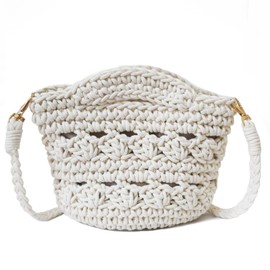 AICHUAN Handwoven Crossbody Handbag Summer Beach Bucket bag Cotton Crochet Shoulder Bag Basket Purse for Women