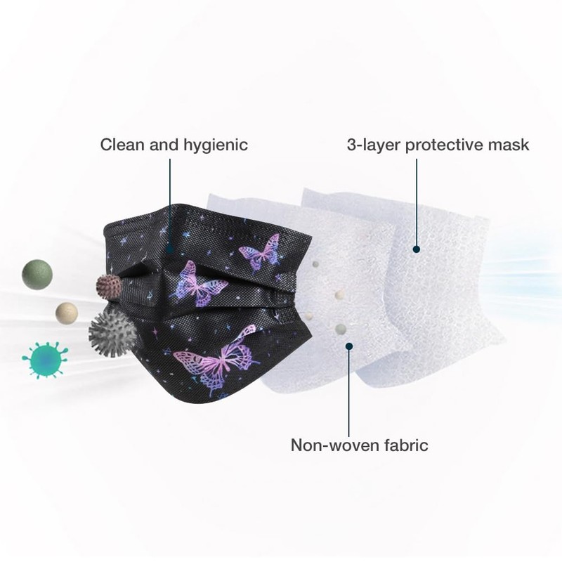 100 Pcs Disposable Face Masks - 3-layer Breathable Color Masks,