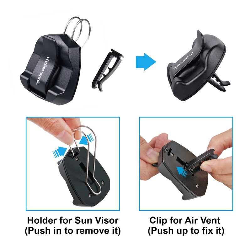Hypersonic 2-Pack Sunglass Holder for Car Sun Visor, Air Vent