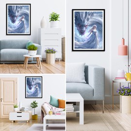 MXJSUA Dragon Girl Diamond Painting Kits for Adults, 5D Diamond Art Kits for Beginners, DIY Full Drill Picture with Diamond for Home Wall Decor 30x40cm