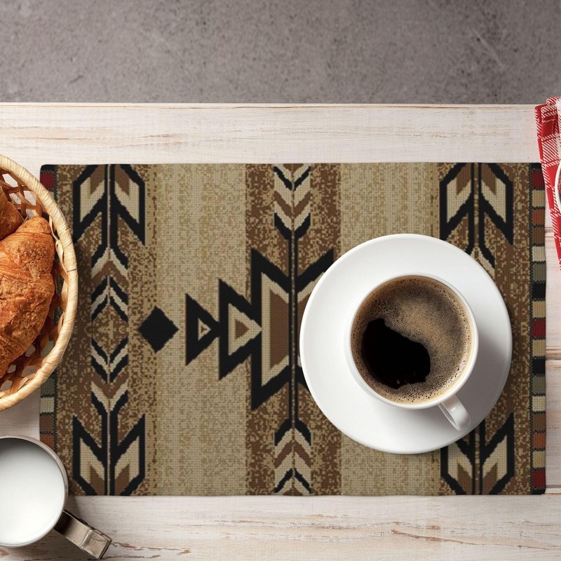 Brown Black Boho Placemats Set of 4 Rustic Aztec Western