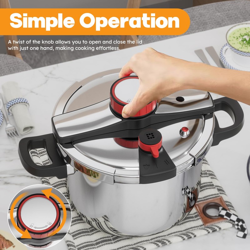 BreeRainz 8.45QT 304 Stainless Steel Pressure Cooker, 3-Stage PSI Settings,