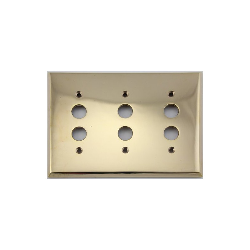 Unlacquered Polished Brass 3 Gang Push Button Light Switch Wall