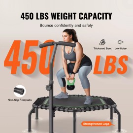 54.5" Mini Fitness Trampoline Adults Indoor Exercise Rebounder with Handle