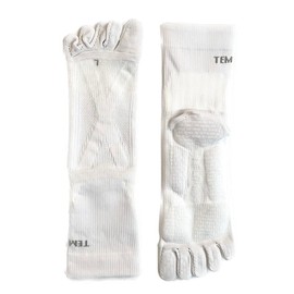 TEMPEST Five-Toe Socks with Grip - Non-Slip, American Football, Basketball, Rugby, Baseball, Futsal, Footbed Support, white