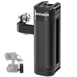 NEEWER Side Grip Compatible with SmallRig Neewer Camera Cage, Lightweight Camera Grip Rig with Two 1/4" Screws (18mm-20mm Pitch), 1/4" Thread, Cold Shoe, Up and Down Adjustable