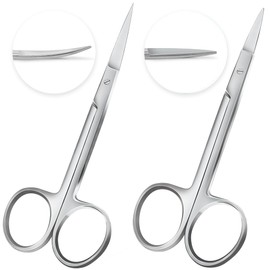 POSHOME Set of Micro dissecting Iris Straight and Curved 4.5 Inch Lab Scissors - Precision Medical Scissors with Fine Point Super Cut Design – Professional Surgical lab scissors set.