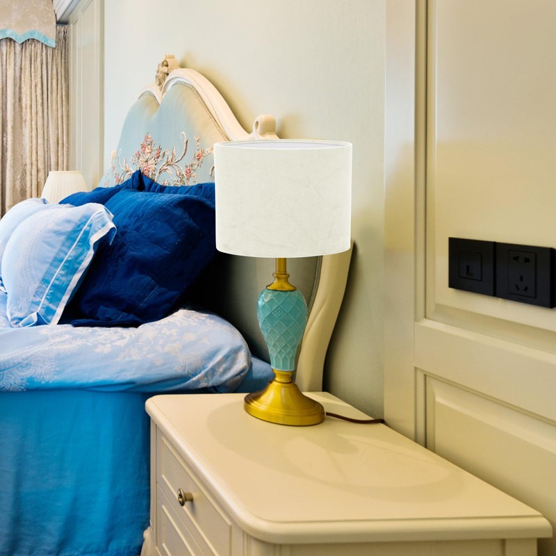 jojofuny Oval Lamp Shade, E27 Silk Cloth Lampshade Replacement Dum