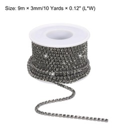 sourcing map 10 Yard 3mm Crystal Rhinestone Diamond Close Chain Trim Trimming Claw Cup Chain for Sewing, Crafts, DIY Jewelry Wedding Decorations Gray Gems Gray Base