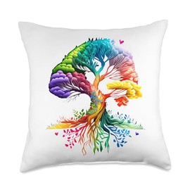 Lebensbaum Mythisch Meditation Wachstum Celtic Colourful Tree of Life Design Throw Pillow, 18x18, Multicolor