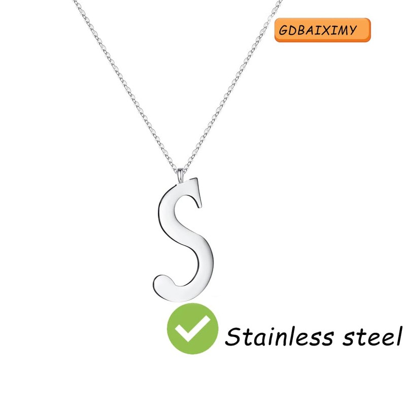 GDBAIXIMY Alphabet S Name Initial Letter Pendant Necklace Silver for