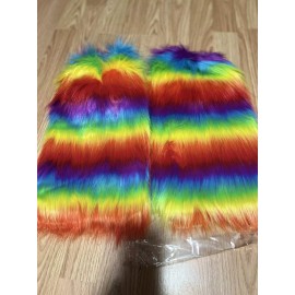 Unbranded Multi Faux Fur Leg Warmers Boot Covers Legwarmer Women Christmas Warm Sock