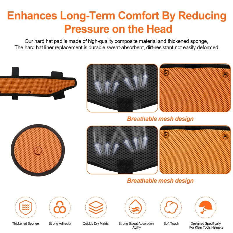 Hard Hat Top Pads and Sweatbands for Safety Helmet, Washable