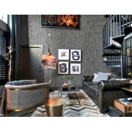 Guvana 15.7"x394" Black Concrete Cement Wallpaper Black Faux Cement Contact Paper Modern Peel and Stick Wallpaper Black DIY Removable Contact Paper Self Adhesive Wallpaper for Accent Wall Decor