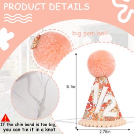 WAUAO Floral Half Birthday Hat - 6 Months Flower Cone Hat, Baby 0.5 Year Milestone Crown, Party Photo Prop (Pumpkin color)