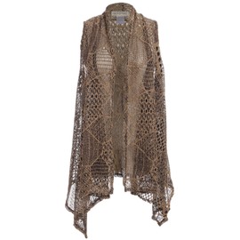 Anna-Kaci - Chal de ganchillo para mujer sin mangas con frente abierto, Marrón, Medium-Large