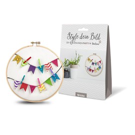 BeaLena Embroidery Kit with Frame/Hoop/Party/16.5 x 16.5 cm/Material for 1 Piece Including Instructions