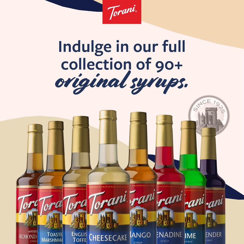 Torani Coffee Syrup, Almond Orgeat Flavored Syrup for Drinks, Glass