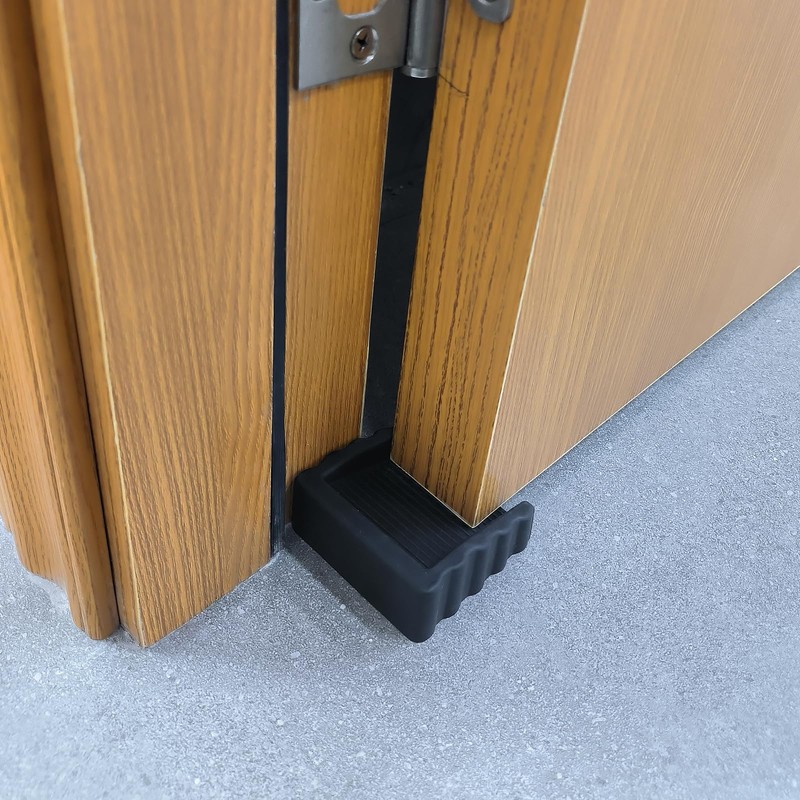 Rubber Door Stoppers Wedge,Bidirectional Door Stops,Small Size Cube Doorstop,Black，2Pack