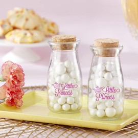 Kate Aspen "Little Princess Vintage Milk Shaped Corked Glass, Baby Shower/Birthday Party Favor Decorative Bottles, 18 Count (27196NA-LP)
