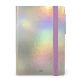 Legami - Small Daily Diary, 12 Months, from January 2024 to December 2024, Elastic Closure, January 2025 Monthly Planner, Final Pocket, Removable Address Book, 9.5 x 13.5 cm, Holo Fairy Colour