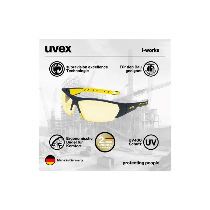 Uvex i-Works Protective Glasses Scratch-Resistant & Anti-Fog Work Glasses 100%