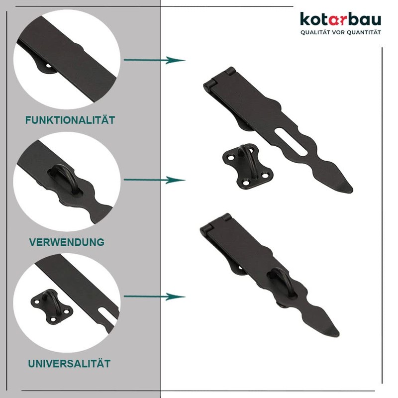 KOTARBAU® Hasp 200mm Security Hasp Powder Coating Device Padlock Steel