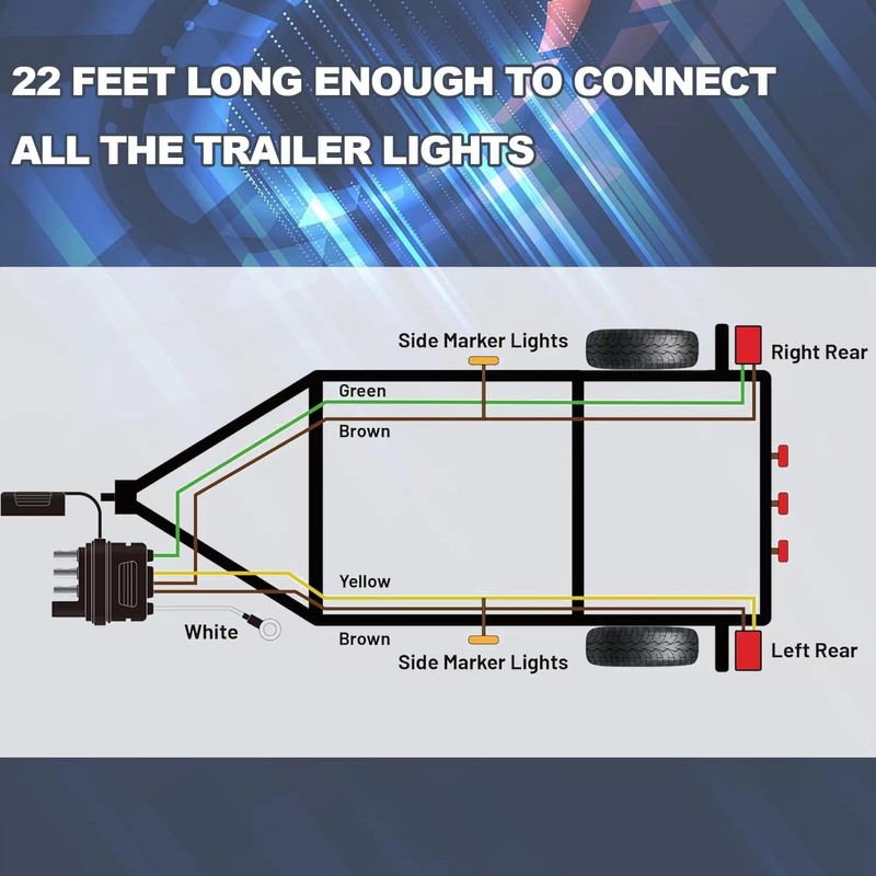 4 Pin 5 Wire Trailer Wiring Harness, 22FT Trailer Wiring