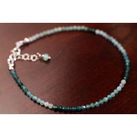 Natural Grandidierite 2.5mm Faceted Micro Diamond Cut Multi Shaded Round in 925 Sterling Silver Bracelet with 1" Extension, Rare Special Gift (8.5")