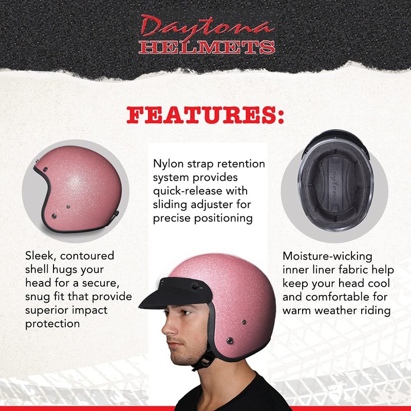 Daytona Helmets 3/4 Shell Open Face Motorcycle Helmet – DOT