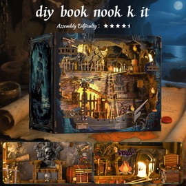 VORATHIS Book Nook Kit, 3D Wooden Puzzle for Adults (Pirate Bay)