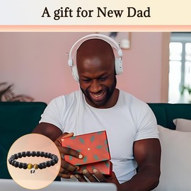 Fathers Day Bracelet for First Time Dad Gifts from Wife Pregnancy Announcement for Husband Soon to Be Dad Gifts to Men Friends Coworkers Natural Stone Bracelet New Daddy Gift Ideas