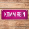 Pink Reversible Sign with Cord "Bitte nicht stören - Komm