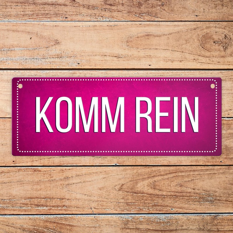 Pink Reversible Sign with Cord "Bitte nicht stören - Komm