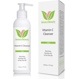 Amara Beauty Vitamin C Facial Cleanser 15% - With Organic Aloe Vera & Rosehip Oil - 177 ml by Amara Organics