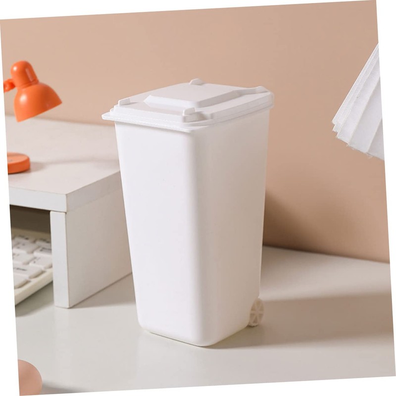 LABRIMP 4pcs Mini Desktop Trash Bins Lid Creative Office Waste